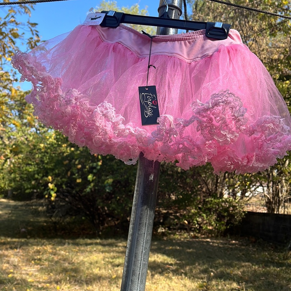 Foreplay 💋 pink petticoat tutu. Very wide skirt is 10 inches long with lace hem